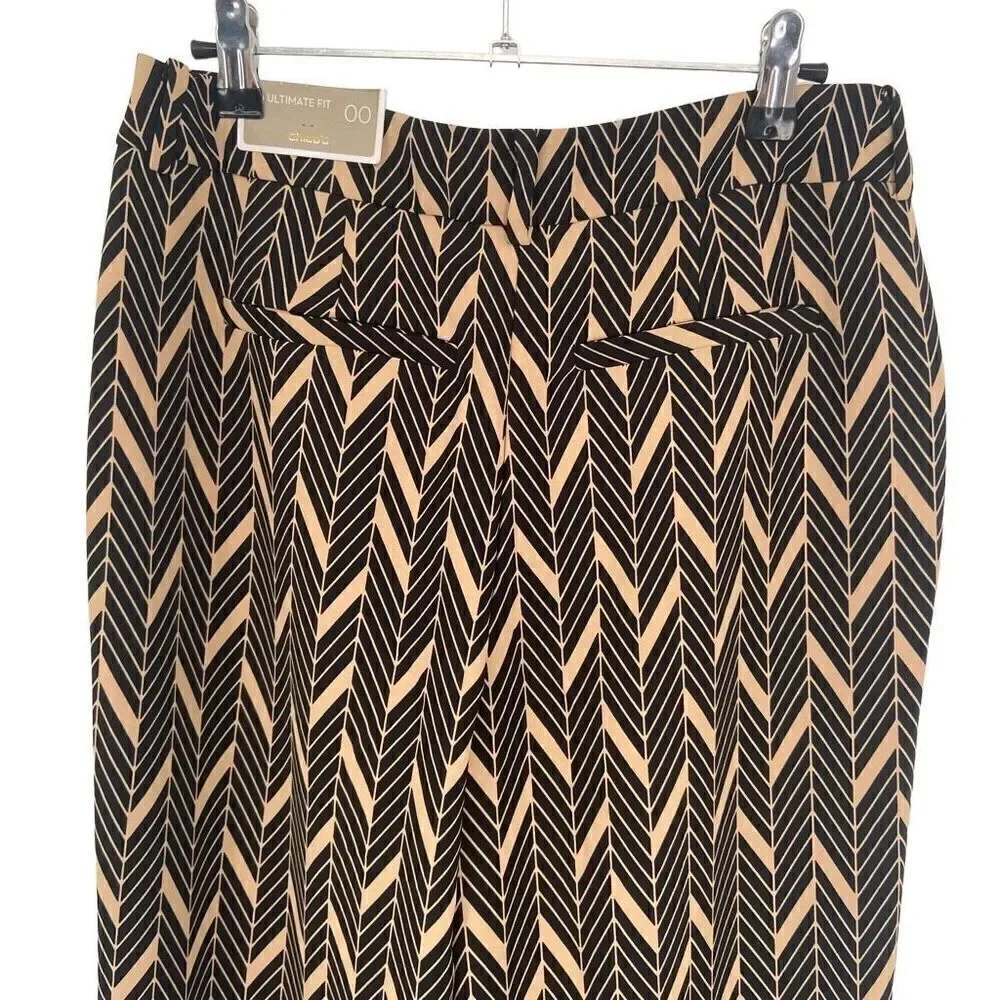 Chico’s Elevated Mitre-Print Wide-Leg Pants Size 2 NWT‎